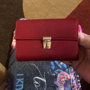 Fendi Red Leather Wallet with Silver Clasp